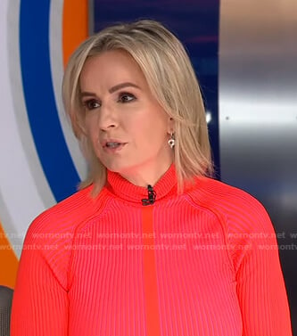 Dr. Jennifer Ashton’s pink ribbed turtleneck sweater on Good Morning America