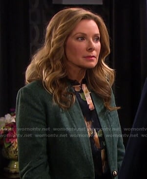 Jennifer's floral top and green blazer on Days of our Lives