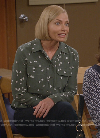 Jill's green star print shirt on Mom