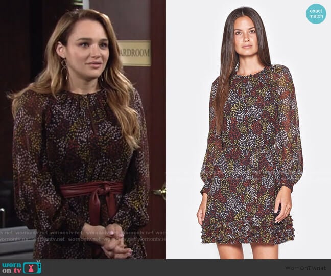 Donetta Printed Silk Dress by Joie worn by Summer Newman (Hunter King) on The Young and the Restless