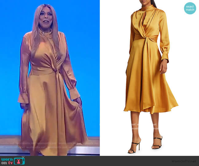 Fluid Satin Midi Dress by Jonathan Simkhai worn by Wendy Williams on The Wendy Williams Show