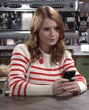 Jordan's striped sweater on The Young and the Restless