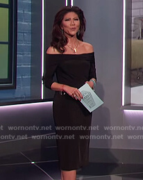 Julie's black off shoulder dress on Big Brother