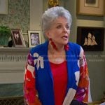 Julie’s blue floral-sleeve jacket on Days of our Lives