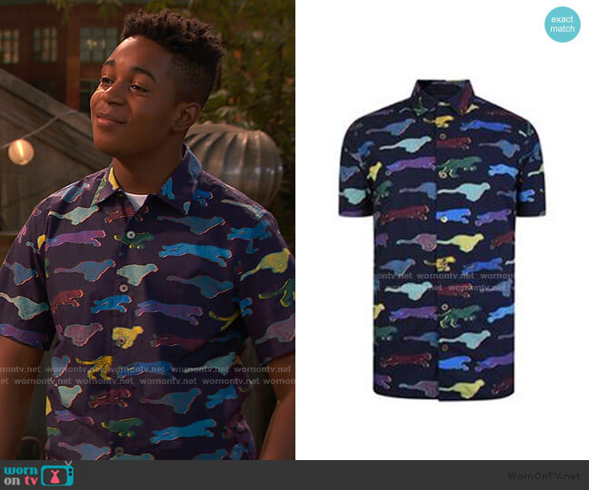 Cheetah Print Shirt by Just Cavalli worn by Booker Baxter (Issac Ryan Brown) on Ravens Home