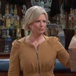 Kayla’s tan zip-front dress on Days of our Lives