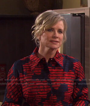 Kayla’s red striped shirtdress on Days of our Lives