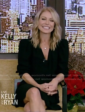 Kelly’s black surplice dress on Live with Kelly and Ryan