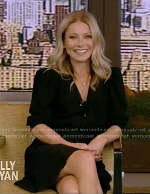 Kelly’s black surplice dress on Live with Kelly and Ryan