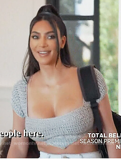 Kim’s crochet knit cropped top on Keeping Up with the Kardashians