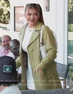 Kylie's green coat and mini dress on Keeping Up with the Kardashians