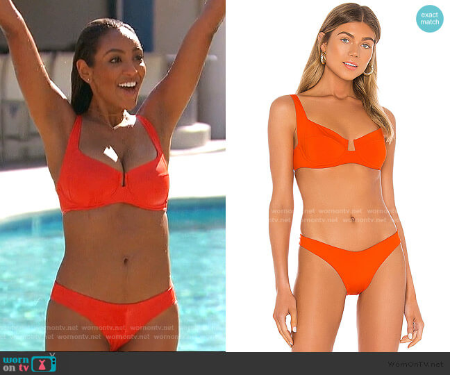 Camellia Underwire Bikini Top and Cabana Bikini Bottom by L Space worn by Tayshia Adams on The Bachelorette