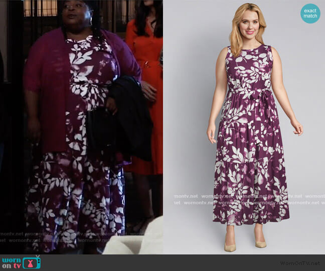 Floral Tiered Maxi Dress by Lane Bryant worn by Epiphany Johnson (Sonya Eddy) on General Hospital