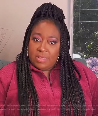 Loni’s pink corduroy jumpsuit on The Real