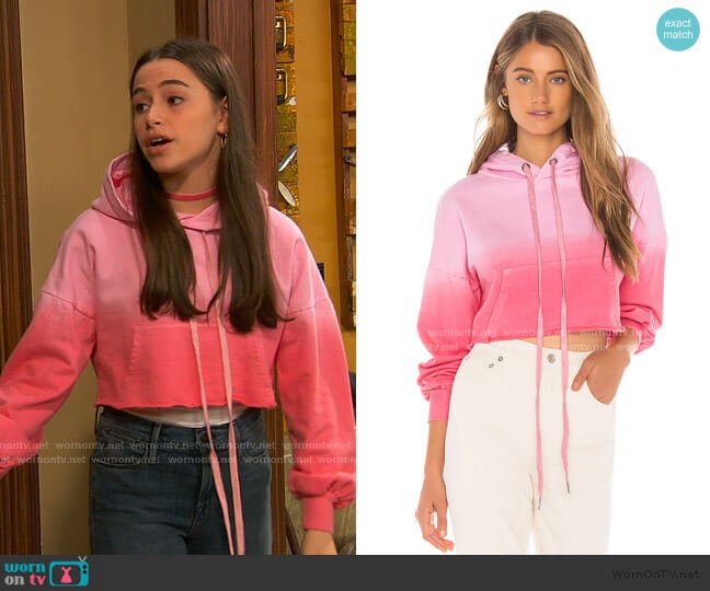 Sammy Cropped Hoodie by Lovers + Friends worn by Tess O'Malley (Sky Katz) on Ravens Home