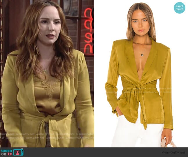 WornOnTV: Mariah’s yellow lace top and tie waist jacket on The Young ...