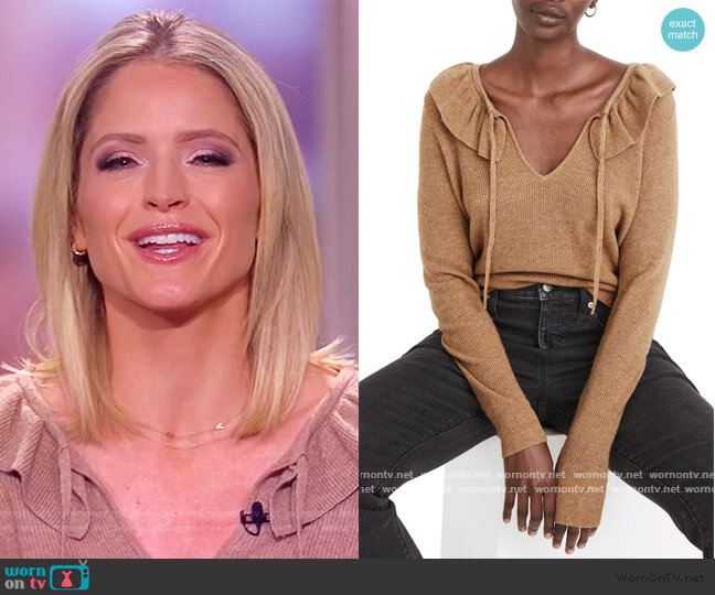 Tie Neck Ruffle Pullover Sweater by Madewell worn by Sara Haines  on The View