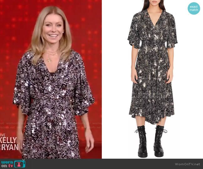WornOnTV: Kelly’s black printed sequin embellished dress on Live with ...