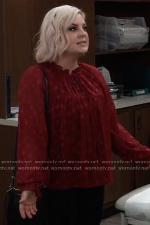 Maxie’s red star embroidered blouse on General Hospital