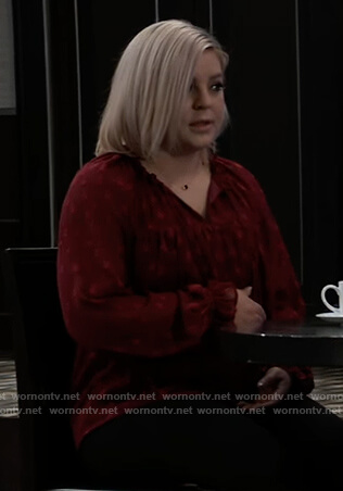 Maxie’s red star embroidered blouse on General Hospital