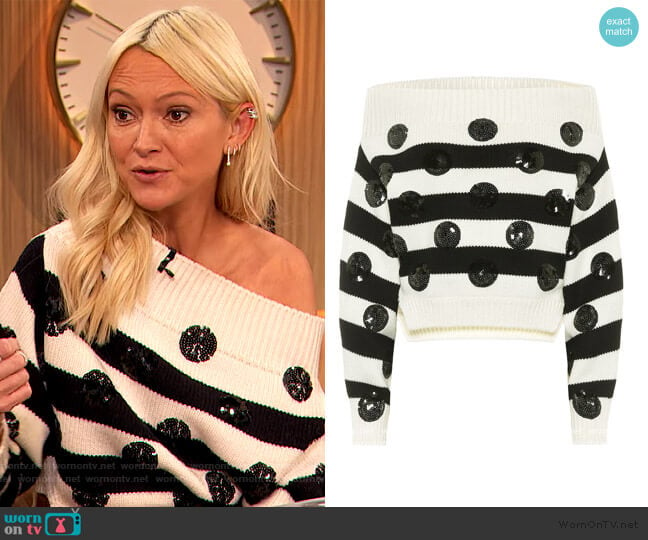 Embellished Merino Wool Sweater by Monse worn by Zanna Roberts on The Drew Barrymore Show