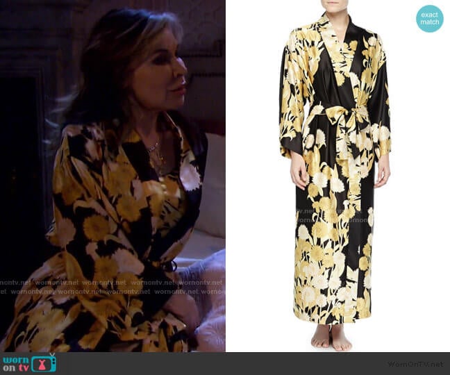 Irina Floral-Print Long Robe by Natori worn by Kate Roberts (Lauren Koslow) on Days of our Lives