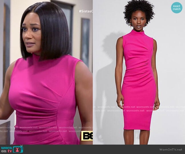 New York & Co Ruched Sheath Dress by Gabrielle Union Collection worn by Fatima (Crystal Hayslett) on Tyler Perrys Sistas