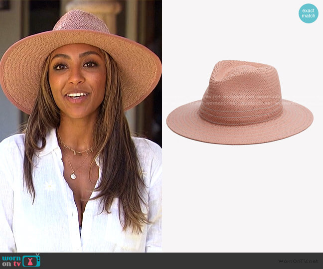 Packable Straw Fedora by Rag & Bone worn by Tayshia Adams on The Bachelorette