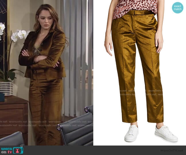 Poppy Velvet Pants by Rag & Bone worn by Summer Newman (Hunter King) on The Young and the Restless