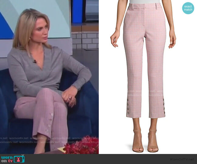 Rose Plaid Trousers by Rebecca Taylor worn by Amy Robach  on Good Morning America