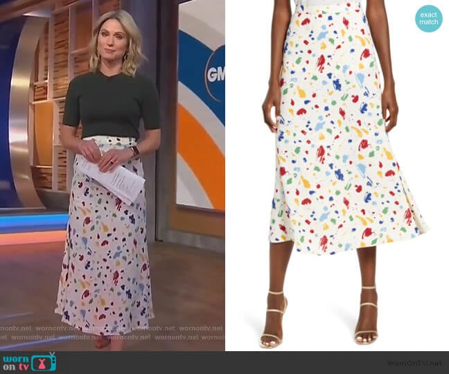 Bea Midi Skirt by Reformation worn by Amy Robach on Good Morning America