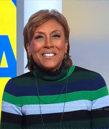 Robin’s multicolor striped turtleneck dress on Good Morning America