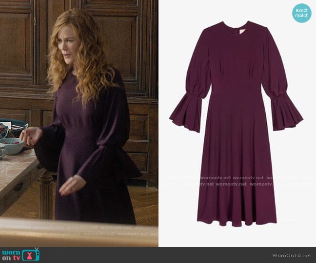 Roksanda Fluted crepe midi dress worn by Grace Fraser (Nicole Kidman) on The Undoing