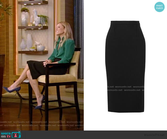 Arreton Fitted Pencil Skirt by Roland Mouret worn by Kelly Ripa on Live with Kelly and Mark