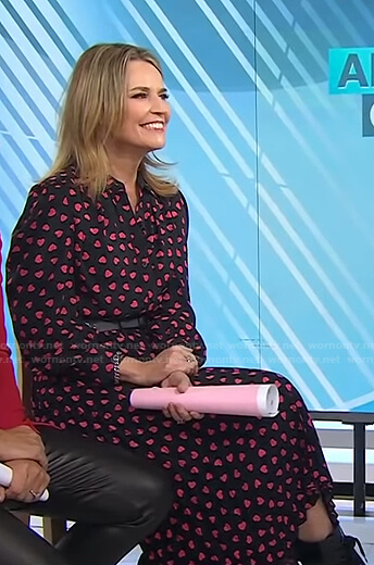 Savannah’s black heart print blouse and skirt on Today