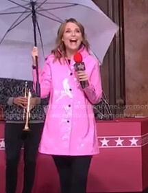 Savannah’s pink raincoat at Macy’s Thanksgiving Parade