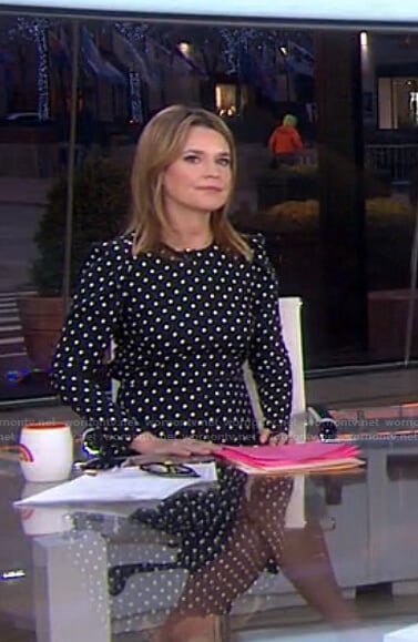 Savannah’s black polka dot dress on Today