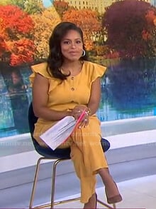 Sheinelle’s yellow ruffle jumpsuit on Today