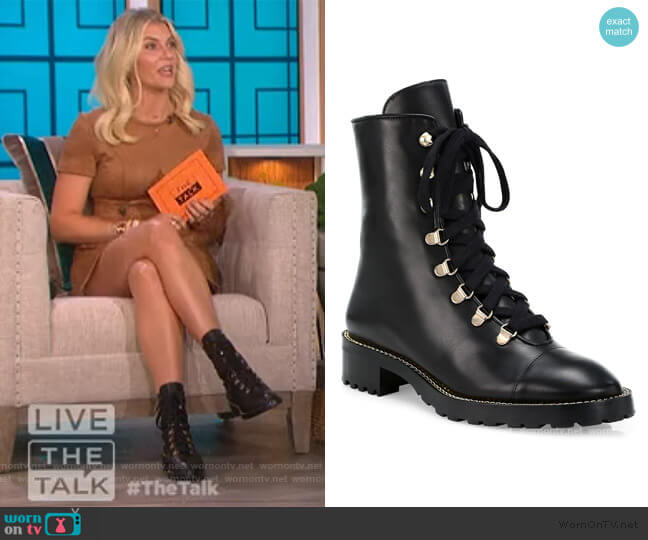 Kolbie Leather Combat Boots by Stuart Weitzman worn by Amanda Kloots on The Talk worn by Amanda Kloots  on The Talk