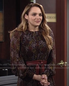 Summer's black floral dress on The Young and the Restless