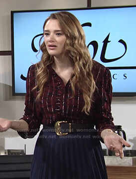 Summer’s metallic striped floral blouse on The Young and the Restless