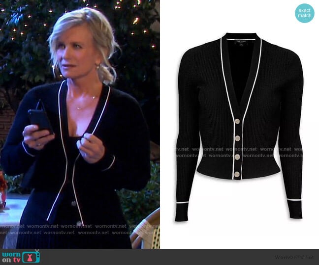 Frankyy Stitch Detail Ribbed Cardigan by Ted Baker worn by Kayla Brady (Mary Beth Evans) on Days of our Lives