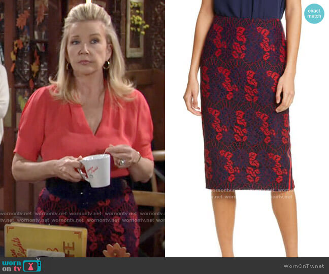 Ted Baker Zinniaa Skirt worn by Nikki Reed Newman (Melody Thomas-Scott) on The Young and the Restless