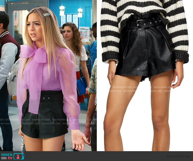 Belted Faux Leather Shorts by Topshop worn by Lexi (Josie Totah) on Saved By The Bell