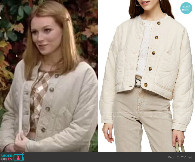 Topshop Bobby Quilted Jacket worn by Jordan (Madison Thompson) on The Young and the Restless