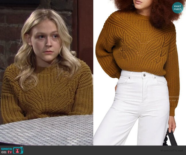 Butterfly Super Crop Sweater by Topshop worn by Faith Newman (Alyvia Alyn Lind) on The Young and the Restless