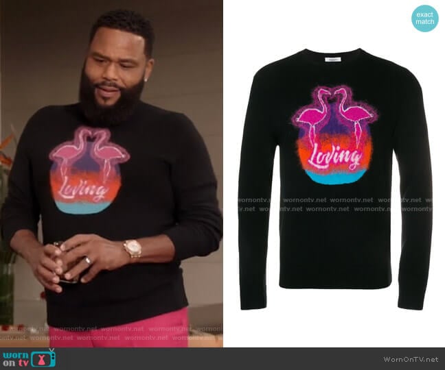 Palm Long-Sleeve Sweater by Valentino worn by Andre Johnson (Anthony Anderson) on Black-ish
