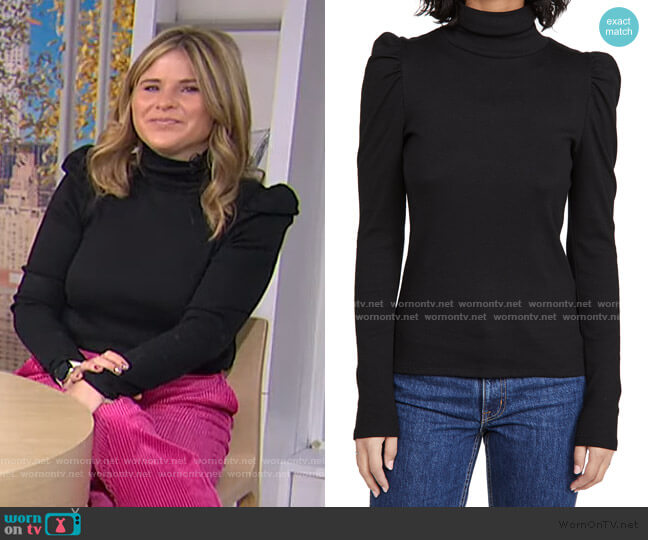 WornOnTV: Jenna’s black puff shoulder sweater and pink corduroy pants ...