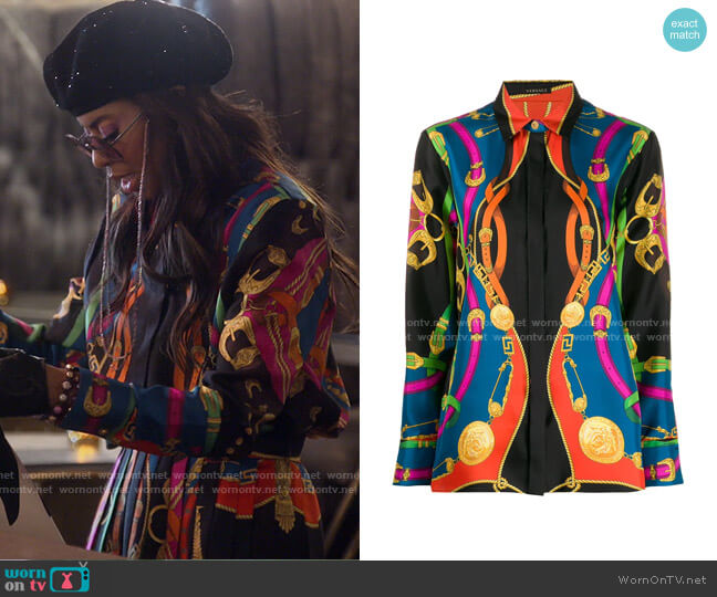 Barocco Rodeo Print Shirt by Versace worn by Mary Cosby  on The Real Housewives of Salt Lake City