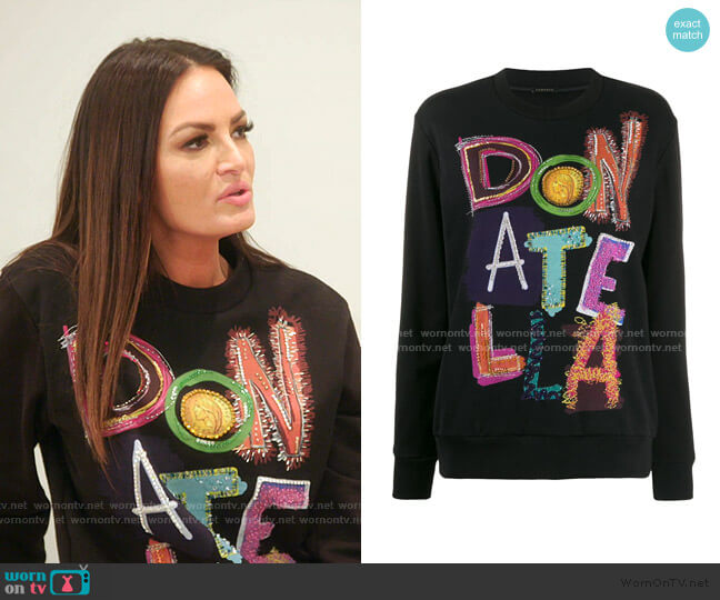 Donatella Versace Embellished Sweatshirt by Versace worn by Lisa Barlow  on The Real Housewives of Salt Lake City